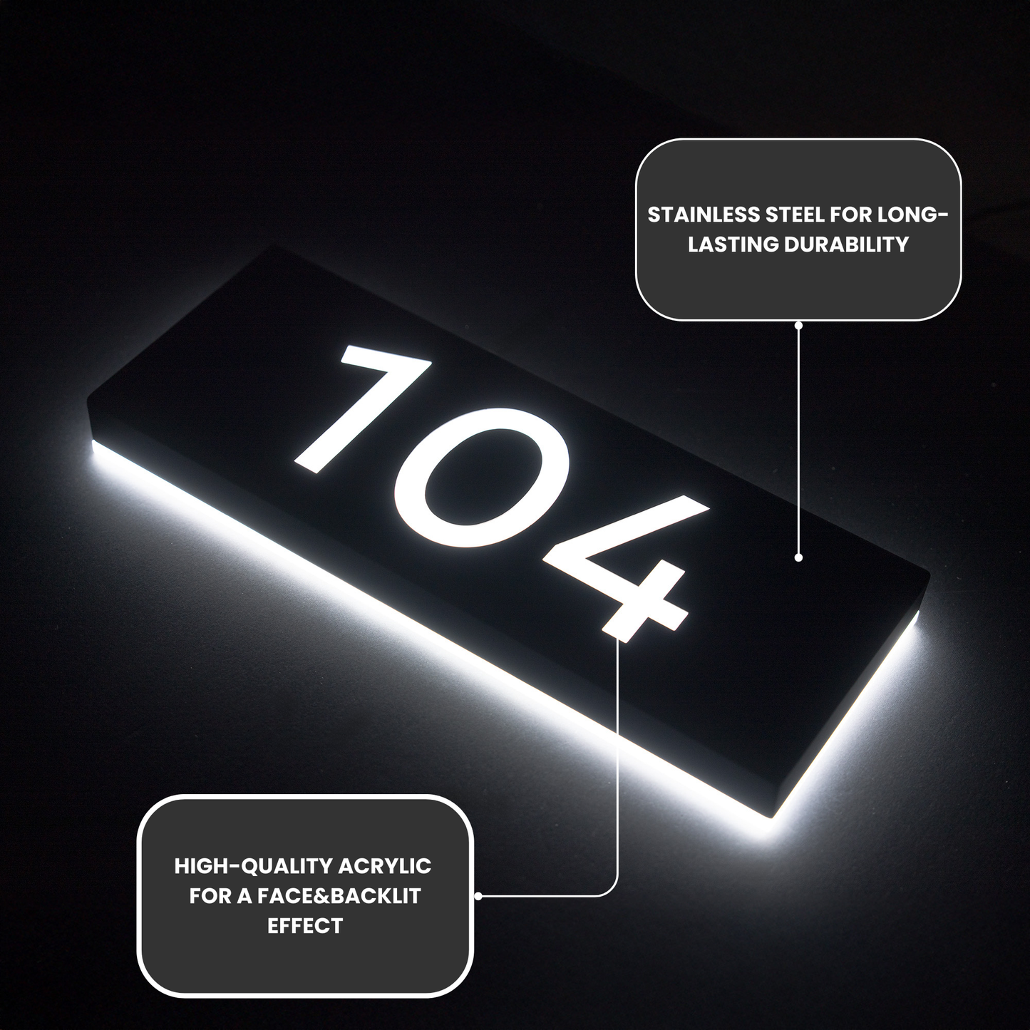 Metal Backlit Address Plaque – Custom LED House Address Sign