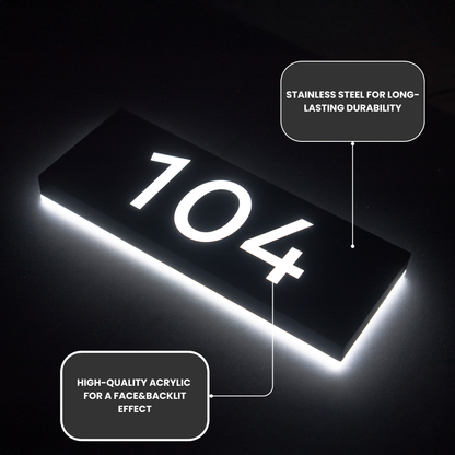 Metal Backlit Address Plaque – Custom LED House Address Sign