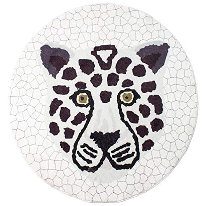 Fennco Styles Kids Cartoon White Panda Shag Area Rug 32" Round - Animal Design Soft Non-Slip Fleece Play Mat for Boys Girls Bedroom Décor, Kids Playroom, Living Room, Nursery Décor