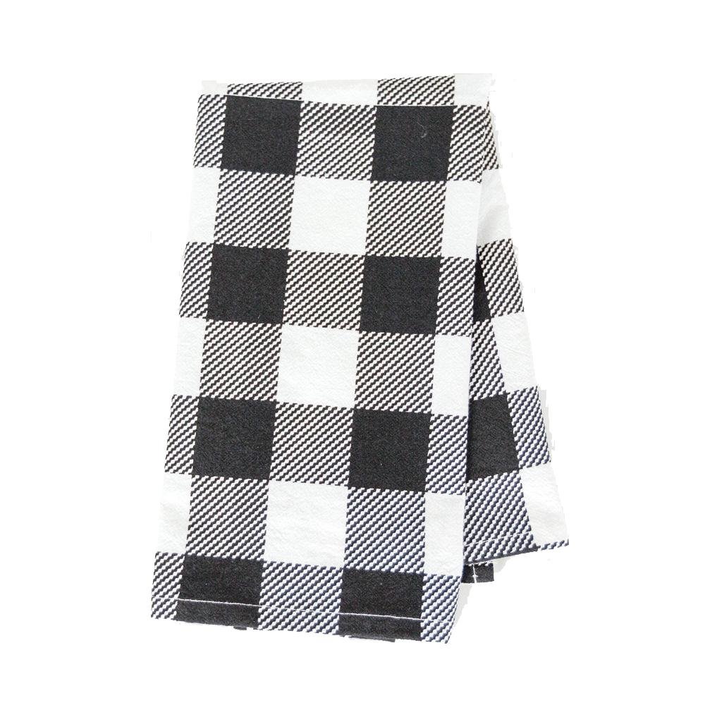 Buffalo Check Kitchen Hand Towel 17x24 Black White Cotton Farmhouse