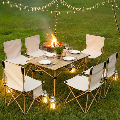 Portable Folding Camping Table for 4-6 People Adjustable Height Picnic BBQ Table