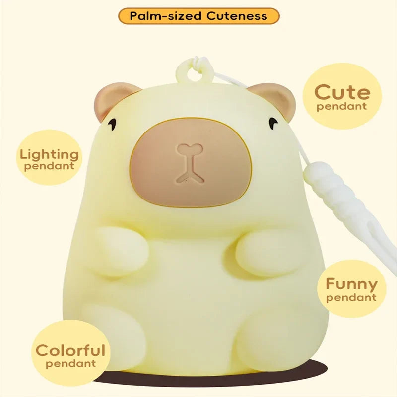 Capybara Cute Night Light, Squishy Lamp Xmas Gifts Toys, Rechargeable LED Dimmable Silicone Nightlight for Kids